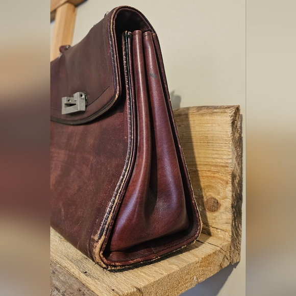 Vintage 1970s Luti Firenze Brown Leather Handbag Purse Satchel - Picture 4 of 11